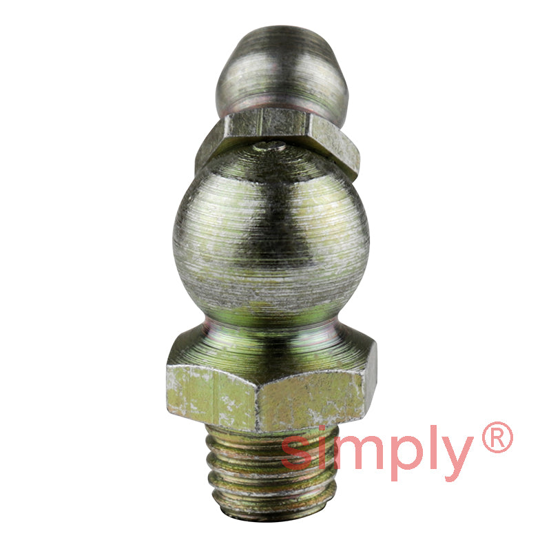 1/4x28 SAE-LT Hardened Mild Steel Zinc Plated 45 deg Hydraulic Grease Nipples