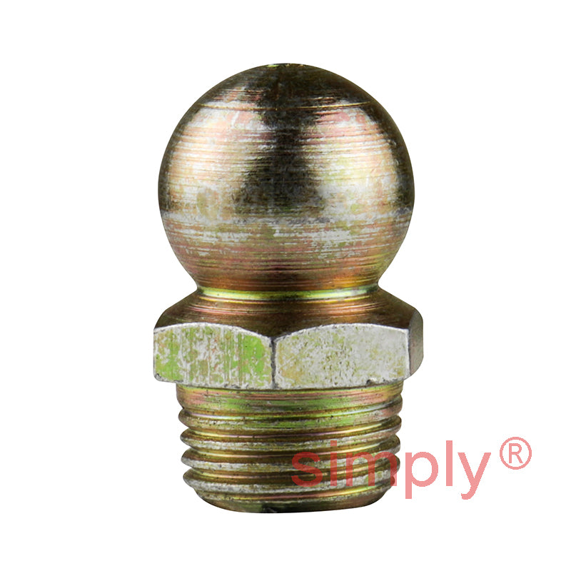 1/8x28 BSPT Hardened Mild Steel Zinc Plated 90 deg Hydraulic Grease Nipples