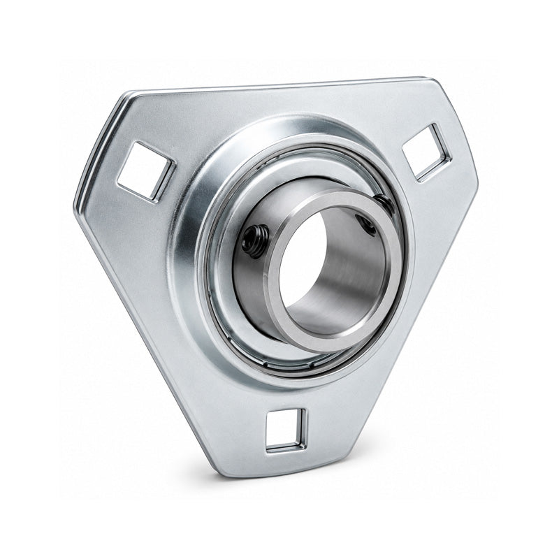 RHP SLFT1-1/8EC Pressed Steel 3 Bolt Triangle Flange Housing and 1-1/8 inch Bore Insert