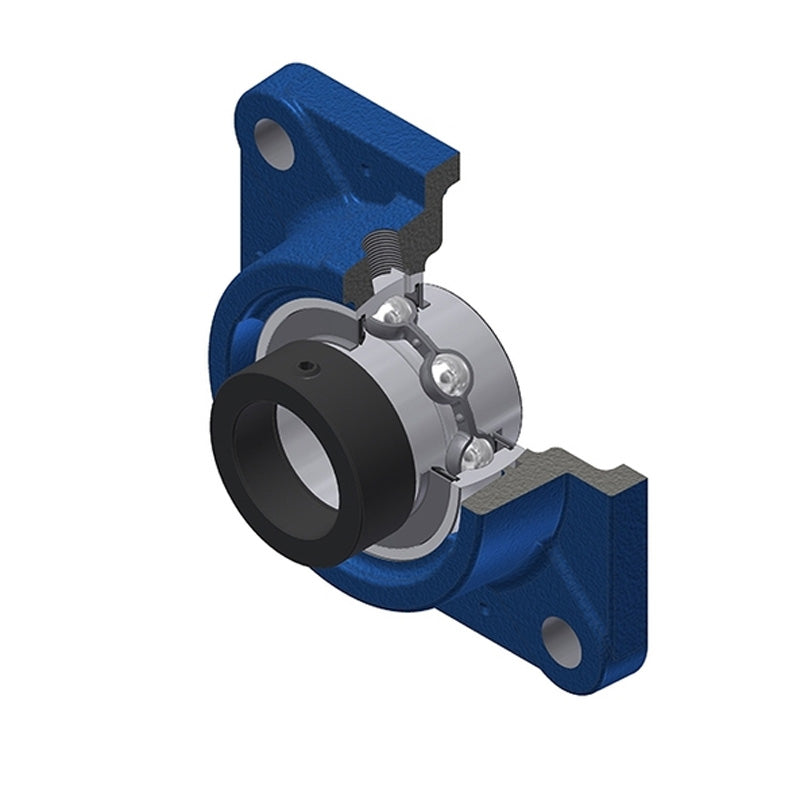 SNR EXFE210N Metric Four Bolt Square Cast Iron Flange Housing with 50mm Bore Eccentric Collar Insert - Allow 2-3 Days