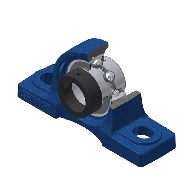 SNR EXP315 Metric Cast Iron Two Bolt Pillow / Plummer Block Housing with 75mm Eccentric Collar Insert - Allow 2-3 Days