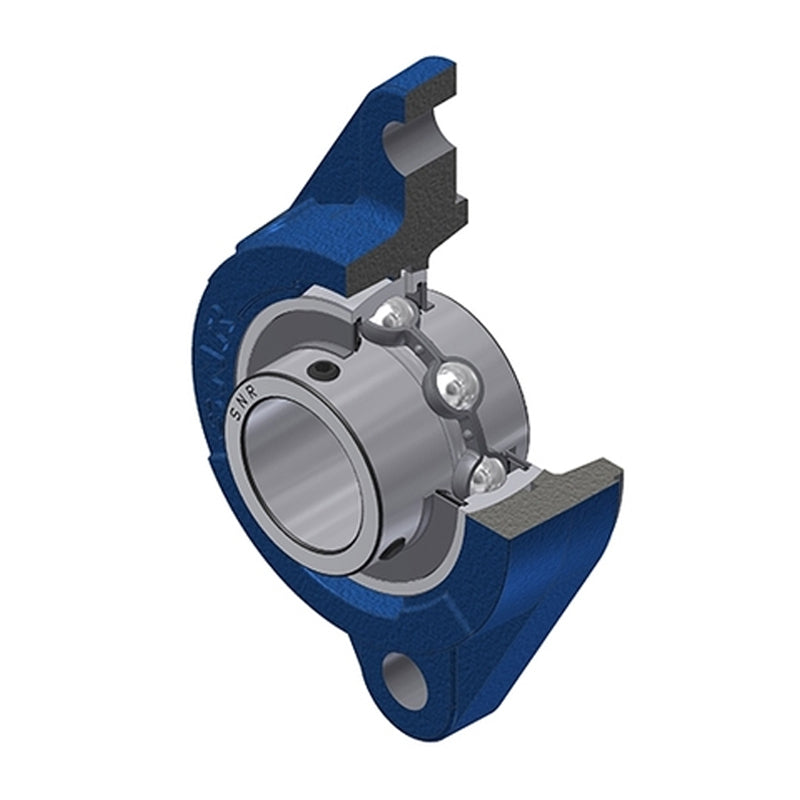 SNR UCFLZ202 Metric Two Bolt Oval Cast Iron Flange Housing with 15mm Bore Insert - Allow 2-3 Days