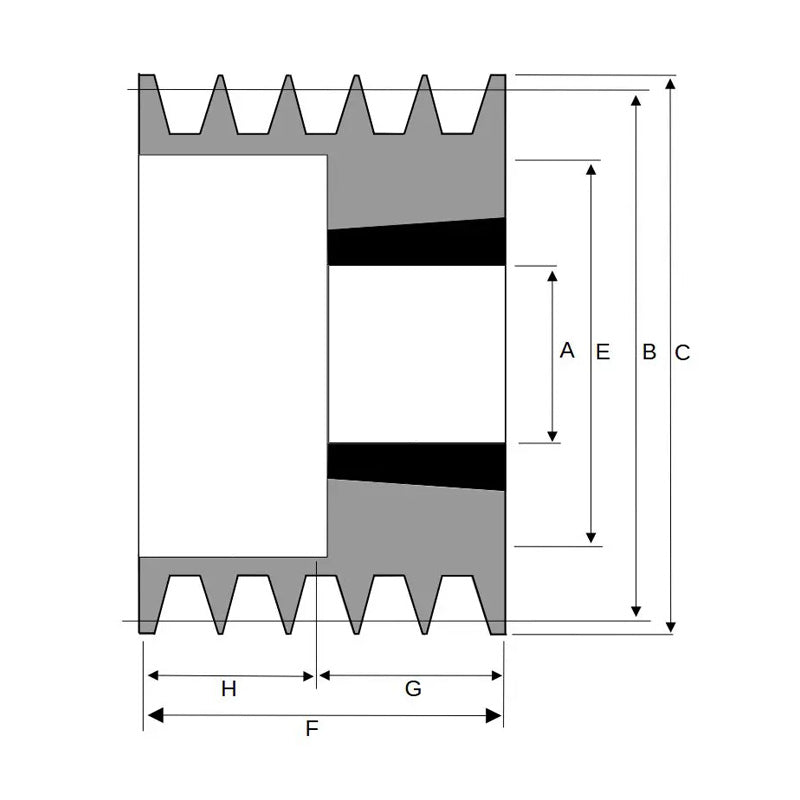 112X5SPA 112mm Pitch Diameter SPA Section Tapered Locking Bush Type Pulley with 5 Grooves (Bush not Incl.)