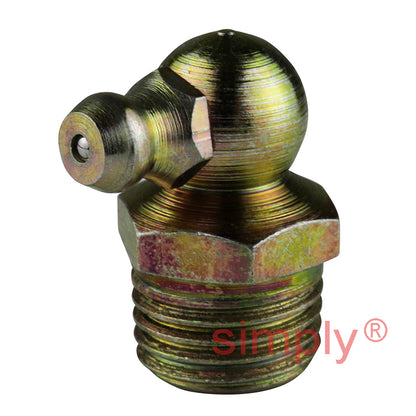 1/4x19 BSPT Hardened Mild Steel Zinc Plated 90 deg Hydraulic Grease Nipples 