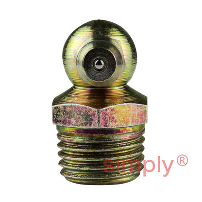 1/4x19 BSPT Hardened Mild Steel Zinc Plated 90 deg Hydraulic Grease Nipples 