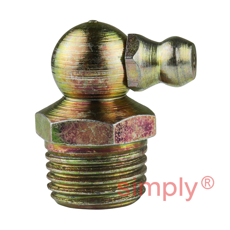 1/4x19 BSPT Hardened Mild Steel Zinc Plated 90 deg Hydraulic Grease Nipples 