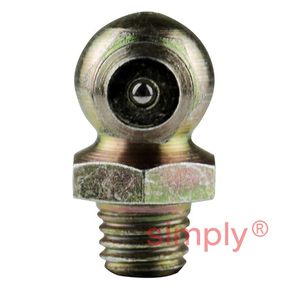 1/4x28 SAE-LT Hardened Mild Steel Zinc Plated 90 deg Hydraulic Grease Nipples 
