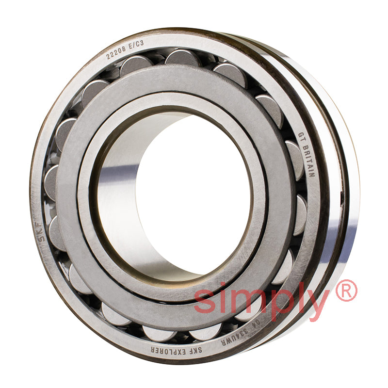 SKF 22208EC3 Spherical Roller Bearing with Cylindrical Bore 40x80x23mm