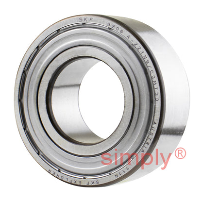 SKF 3206A2ZTN9C3MT33 Double Row Angular Contact Ball Bearing with 2 Metal Shields 30x62x23.8mm