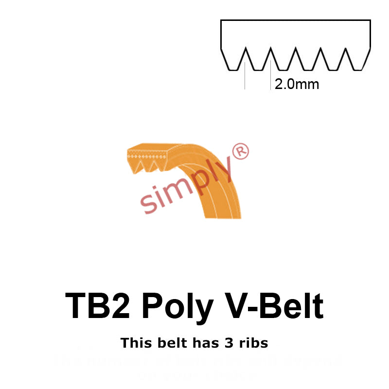TB2-310 Megadyne Megarib Polyurethane Poly V-Belt 310mm/12.2 inch Length - 3 Ribs