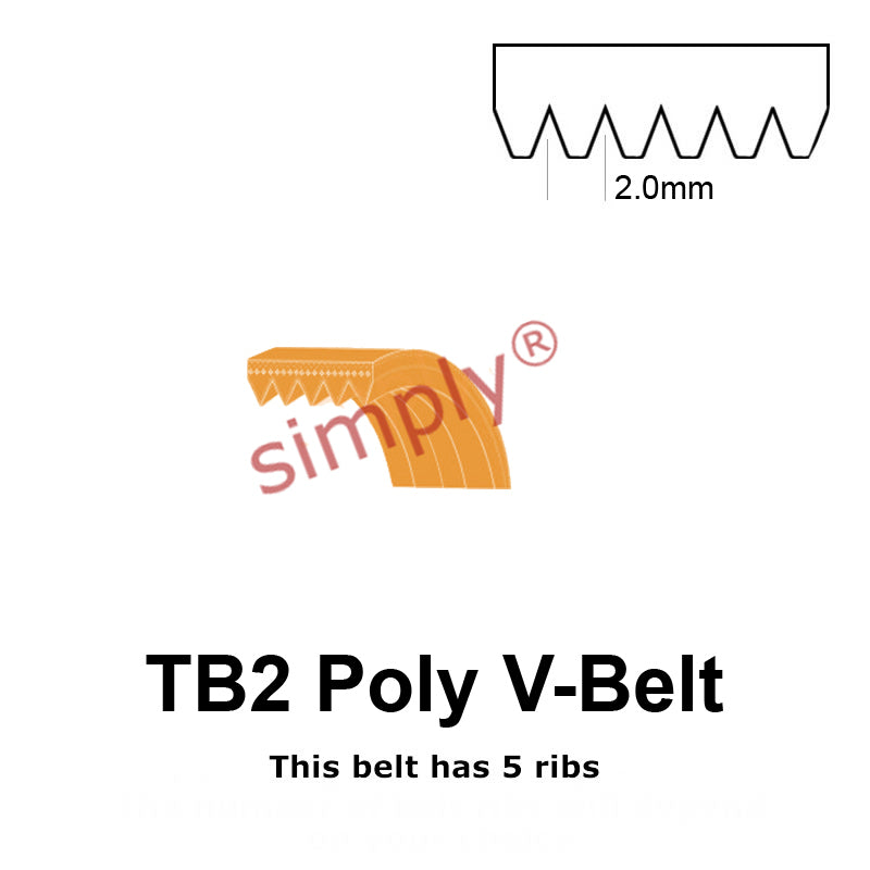 TB2-660 Megadyne Megarib Polyurethane Poly V-Belt 660mm/26 inch Length - 5 Ribs - Allow 2-3 Days