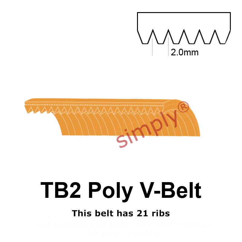 TB2-770 Megadyne Megarib Polyurethane Poly V-Belt 770mm/30.3 inch Length - 21 Ribs - Allow 2-3 Days