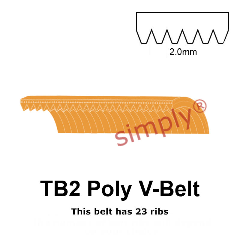 TB2-310 Megadyne Megarib Polyurethane Poly V-Belt 310mm/12.2 inch Length - 23 Ribs - Allow 2-3 Days