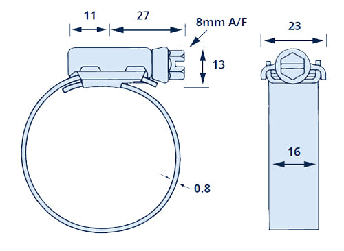 JCS HTJ320 316 Stainless Steel Hi-Torque Hose Clip Adjustment Range 290-320mm Band Width 16mm