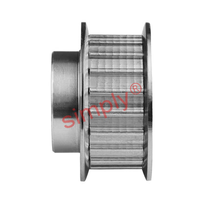 Aluminium Pilot Bore AT5 Timing Pulley with Flanges 5mm Pitch 20 Tooth for 25mm Wide Belts - Overall Width 36mm