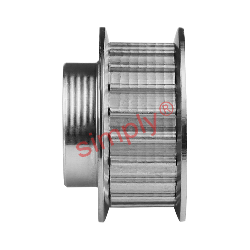 Drive-Flex Aluminium Pilot Bore AT10 Timing Pulley with Flanges 10mm Pitch 20 Tooth for 32mm Wide Belts - Overall Width 47mm