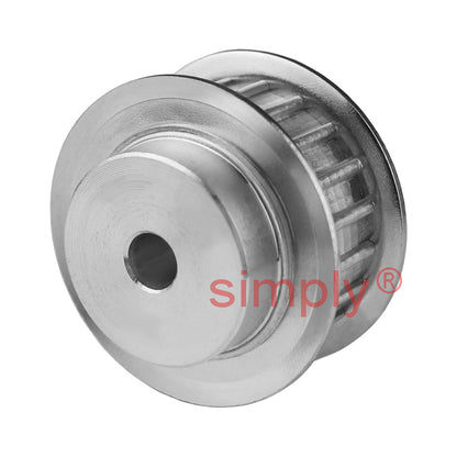 Drive-Flex Aluminium Pilot Bore AT5 Timing Pulley with Flanges 5mm Pitch 28 Tooth for 25mm Wide Belts - Overall Width 36mm