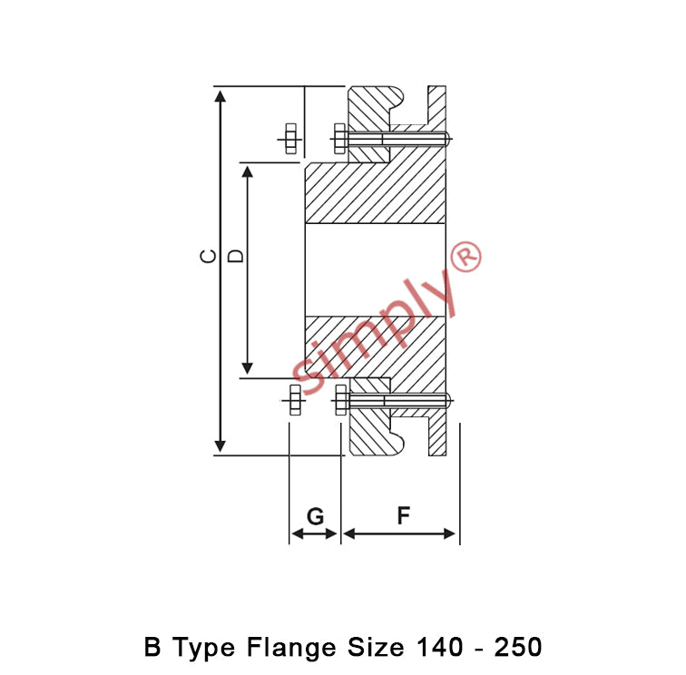 Dunlop F250B-MB Drive Coupling Pilot Bore Max Bore 190mm