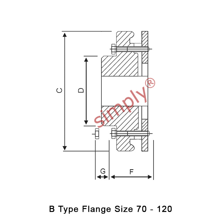 Major Brand F70B-MB Drive Coupling Pilot Bore Max Bore 50mm