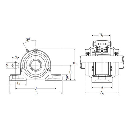 NTN C-UKPX17ED1/HE2317X Imperial Cast Iron Two Bolt Pillow / Plummer Block Housing with Cast Iron Cover - Open Version - Insert and Adaptor Sleeve Fits 3 inch Shaft - Allow 2-3 Days