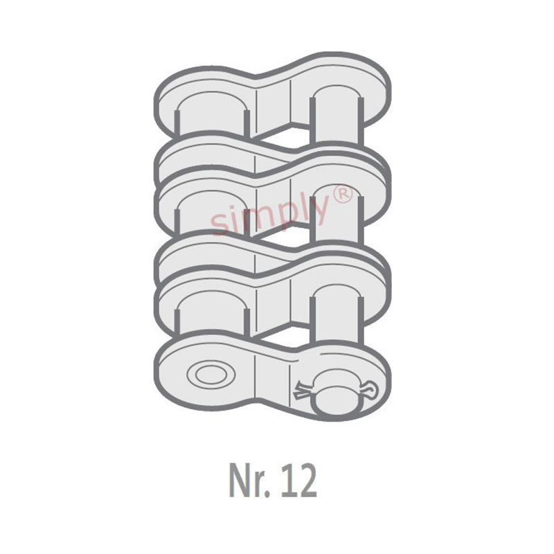 Branded 40-3-NO12 ANSI / AS Triplex Chain Single Cranked Cottered Link 1/2 inch Pitch