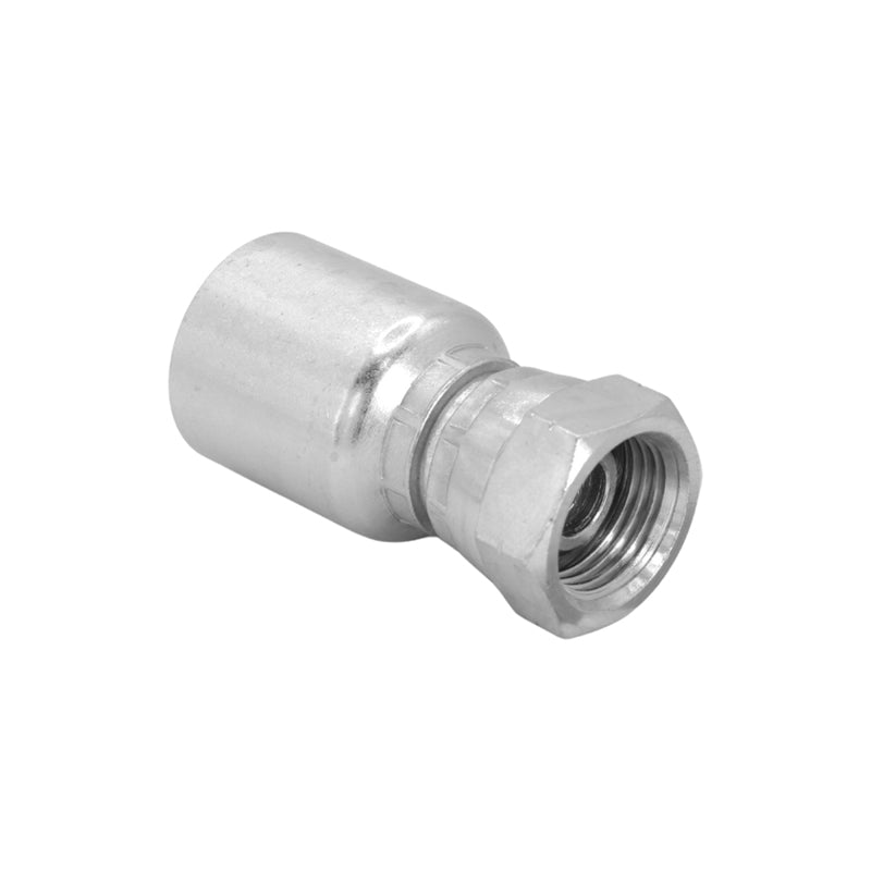 FLEXEQUIP 3/8 inch BSP Female One Piece Hose Fitting with 60 Degree Cone and 22mm Crimp Nut - Allow 2-3 Days