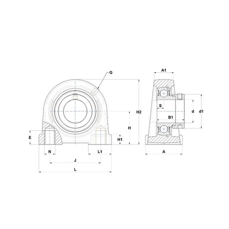 SNR ESPA205 Threaded Base Small Footprint Metric Pillow / Plummer Block Housing with Eccentric Collar Insert 25mm Bore - Allow 2-3 Days
