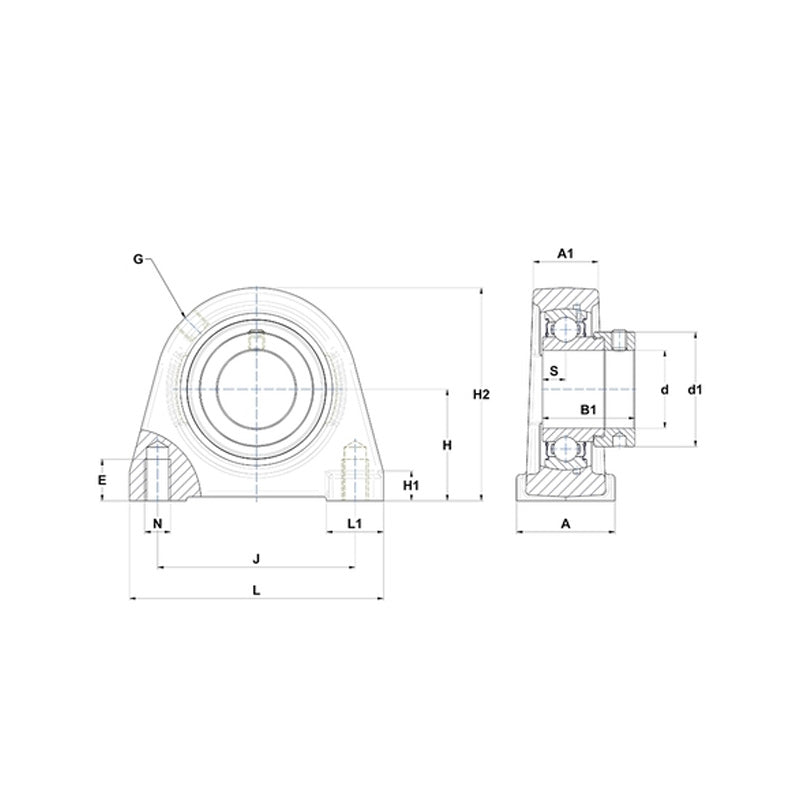 SNR ESPAE205 Threaded Base Small Footprint Metric Pillow / Plummer Block Housing with Eccentric Collar Insert 25mm Bore - Allow 2-3 Days