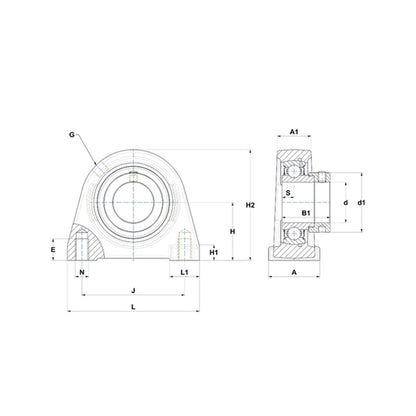 SNR ESPAE203 Threaded Base Small Footprint Metric Pillow / Plummer Block Housing with Eccentric Collar Insert 17mm Bore - Allow 2-3 Days
