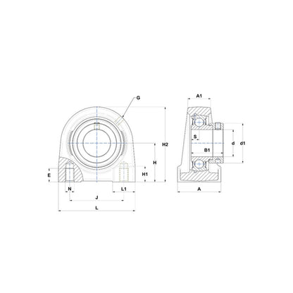 SNR ESPG203N Threaded Base Small Footprint Metric Pillow / Plummer Block Housing Supplied with Eccentric Collar Insert 17mm Bore - Allow 2-3 Days