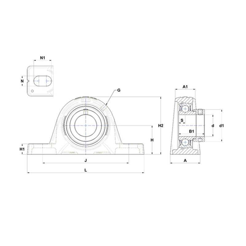 SNR ESPLE204 Metric Cast Iron Two Bolt Pillow / Plummer Block Housing with 20mm Eccentric Collar Insert - Allow 2-3 Days