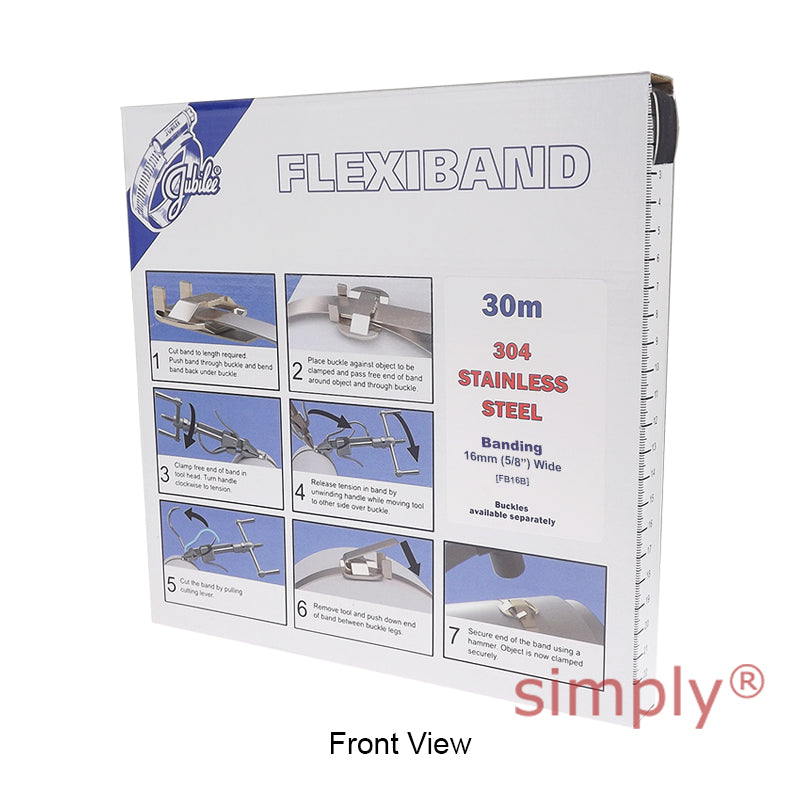 FB16B 304 Stainless Steel Jubilee Flexiband Width 16mm / 5/8 inch Length 30m Roll ONLY