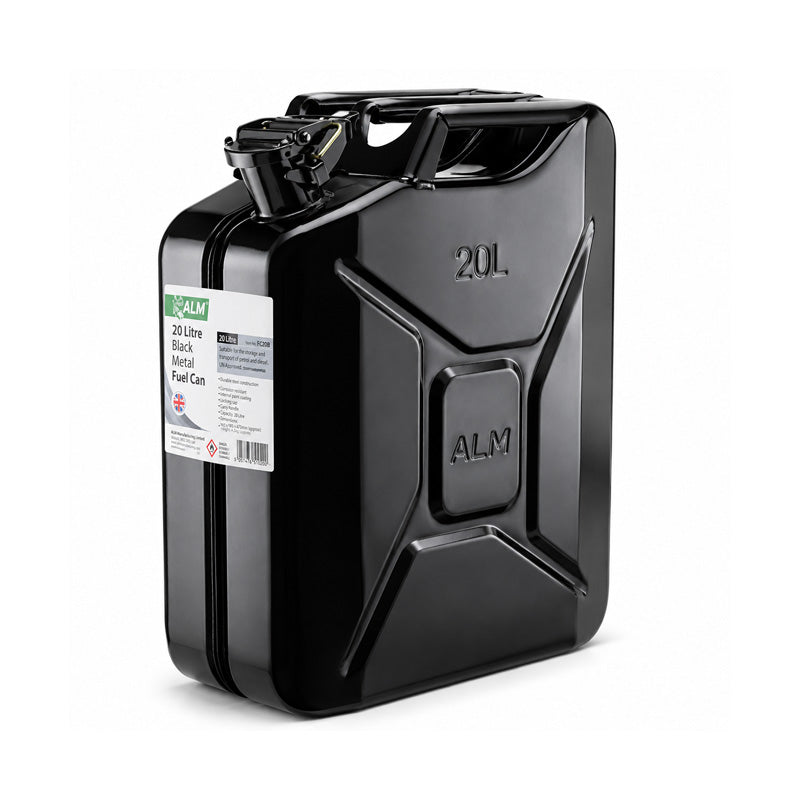 FCB20 Rugged Heavy Duty Metal Fuel Can 20L Black for Petrol Diesel Oil Kerosene Paraffin Gasoline etc