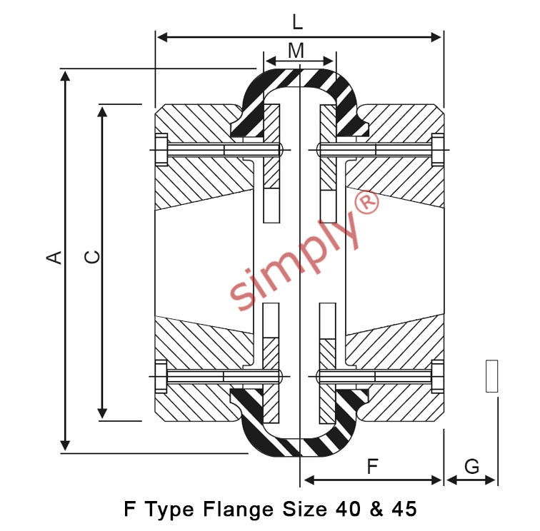Major Brand F40F/F40F Inner Facing Taper Bores Type Tyre Drive Coupling Assembly with Fire Resistant Antistatic (F.R.A.S) Tyre