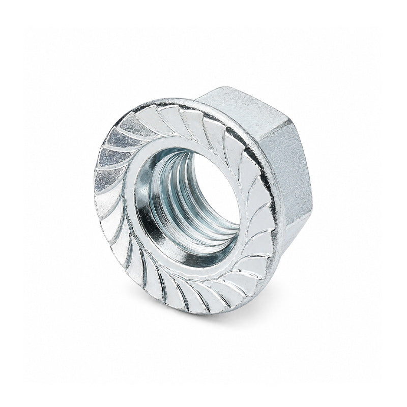 Unifix M12x18 - Class 6 Steel Serrated Flange Nut DIN 6923 with 1.75mm Pitch and Bright Zinc Plated Finish