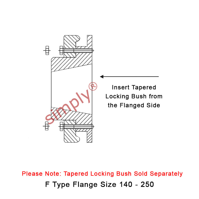 Major Brand F180F-MB Drive Coupling Inner Tapered Locking Bush Type Max Bush Bore 125mm / 5 inch