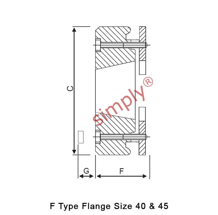 Major Brand F40F-MB Drive Coupling Inner Tapered Locking Bush Type Max Bush Bore 25mm / 1 inch