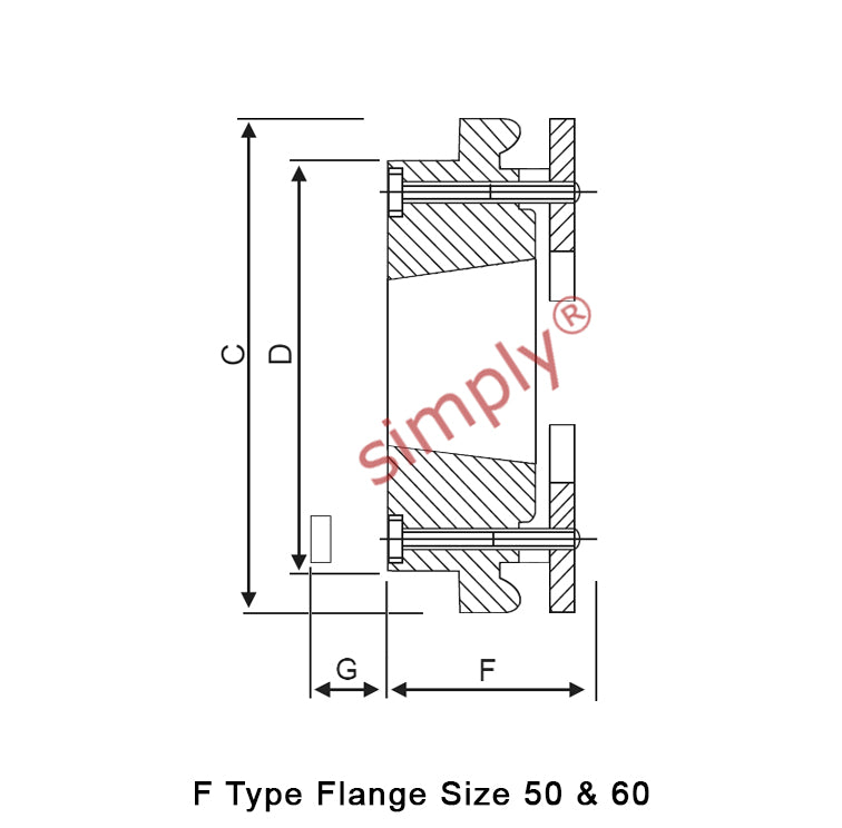 Major Brand F50F-MB Drive Coupling Inner Tapered Locking Bush Type Max Bush Bore 32mm / 1-1/4 inch