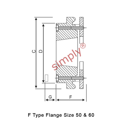 Major Brand F50F-MB Drive Coupling Inner Tapered Locking Bush Type Max Bush Bore 32mm / 1-1/4 inch