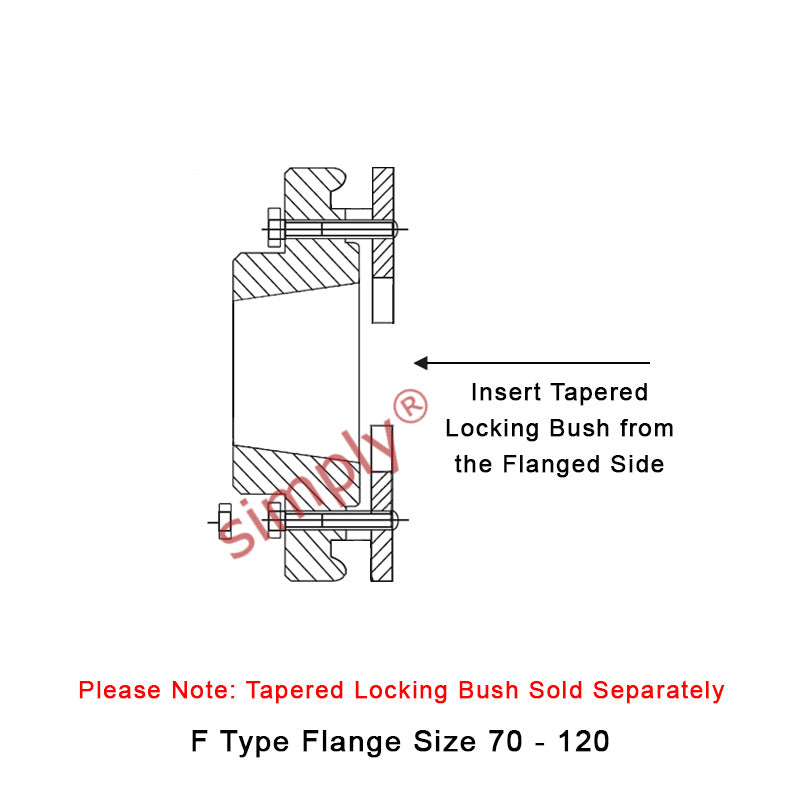 Major Brand F100F-MB Drive Coupling Inner Tapered Locking Bush Type Max Bush Bore 75mm / 3 inch