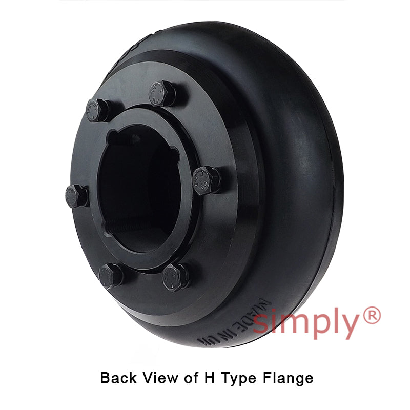 Major Brand F100H/F100B Outer Facing Taper Bore/Pilot Bored Tyre Drive Coupling Assembly with Fire Resistant Antistatic (F.R.A.S) Tyre