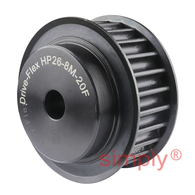 P26-8M-20F - 8mm Pitch 26 Tooth Flanged HTD Type Steel Pilot Bore Timing Pulley for 20mm Wide Belts