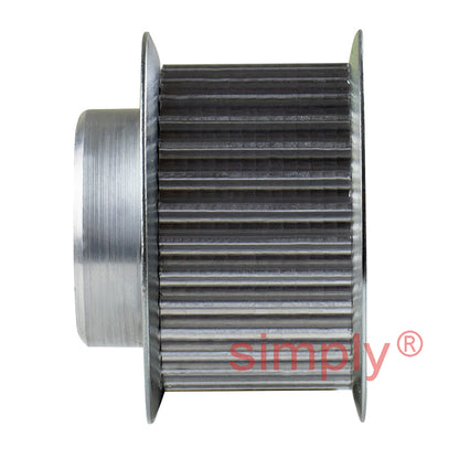 P32-3M-15F - 3mm Pitch 32 Tooth Flanged HTD Type Aluminium Pilot Bore Timing Pulley for 15mm Wide Belts