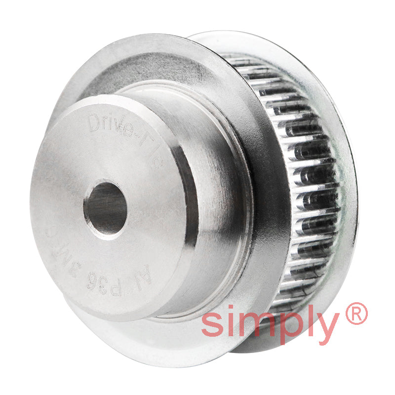 P36-3M-09F - 3mm Pitch 36 Tooth Flanged HTD Type Aluminium Pilot Bore Timing Pulley for 9mm Wide Belts