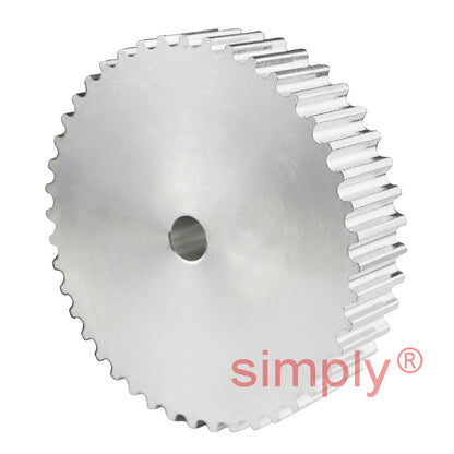 P44-5M-09 - 5mm Pitch 44 Tooth Flangeless HTD Type Aluminium Pilot Bore Timing Pulley for 9mm Wide Belts