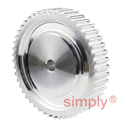 P48-5M-09 - 5mm Pitch 48 Tooth Flangeless HTD Type Aluminium Pilot Bore Timing Pulley for 9mm Wide Belts