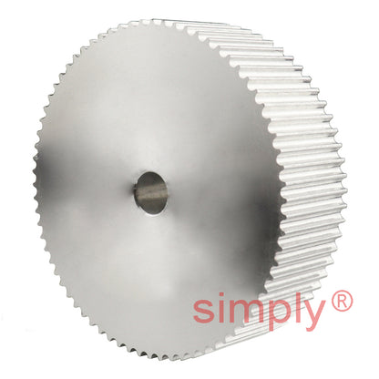 P72-3M-15 - 3mm Pitch 72 Tooth Flangeless HTD Type Aluminium Pilot Bore Timing Pulley for 15mm Wide Belts