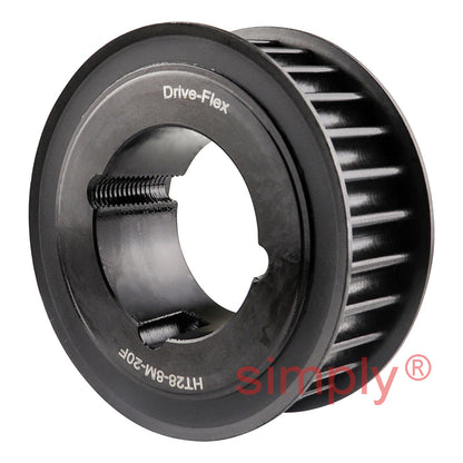 TL28-8M-20F - 8mm Pitch 28 Tooth Flanged HTD Type Steel Taper Bore Timing Pulley for 20mm Wide Belts