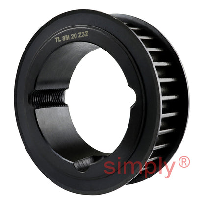 TL32-8M-20F - 8mm Pitch 32 Tooth Flanged HTD Type Steel Taper Bore Timing Pulley for 20mm Wide Belts