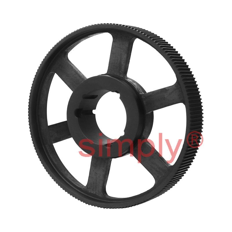 Drive-Flex TL144-8M-50 - 8mm Pitch 144 Tooth Flangeless HTD Type Cast Iron Taper Bore Timing Pulley for 50mm Wide Belts